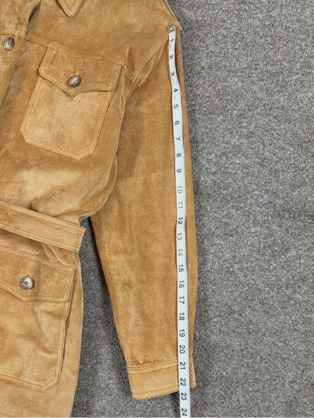 Vintage Suede Leather Belted Jacket Women’s Small Western Utility Safari Trench - Picture 8 of 11